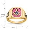 thumbnail image 2 of 10K Yellow Gold Red Acrylic Mens Masonic Ring, 2 of 2