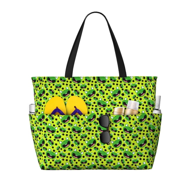 Disketp Frogs Bolsa de Playa de Gran Capacidad, Bolso Impermeable y a Prueba de Arena para Mujer, Ideal para Playa, Piscina y Natación