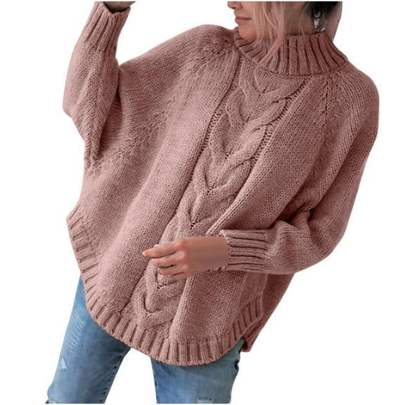 IROINNID Reduced Womens Sweater Turtleneck Pullover Sweater Solid Color Leisure Mid-Length Long Sleeve Autumn and Winter Doll Knit Sweater Half Sweater
