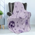 thumbnail image 4 of Dandelion Soft Flannel Fleece Throw Blanket, Purple Tone Monochrome Design Dreamy Botany Pattern, Cozy Plush for Indoor and Outdoor Use, 70" x 90", Lavender Dark Purple, by Ambesonne, 4 of 5