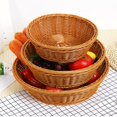 thumbnail image 4 of Bread Basket Rattan Storage Basket Woven  Severing Tray Food Box With Handles For Breakfast Platters Plate, 4 of 5