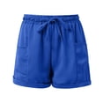 thumbnail image 3 of HUAXUN Women's Athletic Sports Shorts Drawstring Elastic Waist Plus Size Shorts Pockets Wide Leg Shorts for Women Soft Running Beach Clothes（Blue,M), 3 of 5