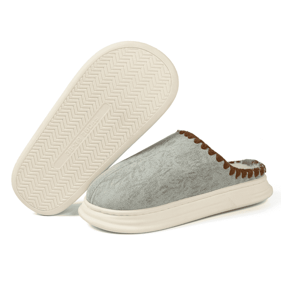 BERANMEY Women's Fuzzy Suede Slippers with Memory Foam, Cozy Comfort House Shoes for Women, Cute Indoor Outdoor Slippers for Women, Warm & Lightweight