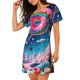 thumbnail image 2 of Disketp Colorful Donut para Camisón Corto de Manga Corta para Mujeres, Camisón Cómodo con Escote Redondo, Bonito y Confortable, 2 of 6