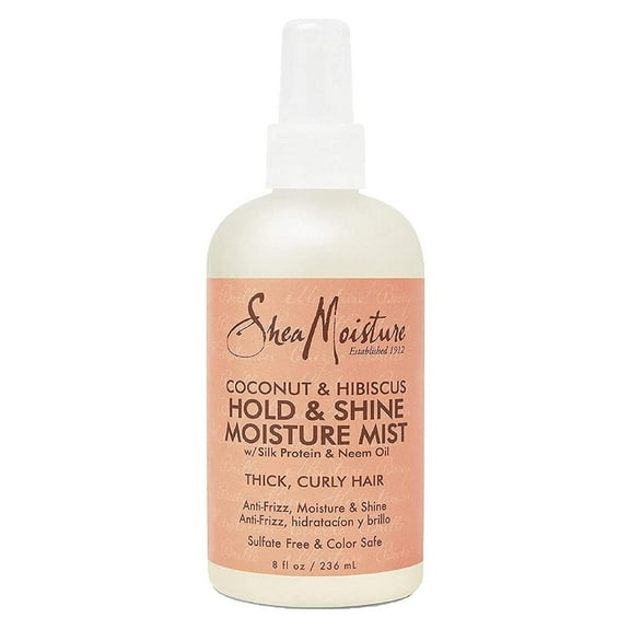 SheaMoisture Hold & Shine Coconut & Hibiscus Moisture Mist Frizz Control for Thick Curly Hair 8 oz