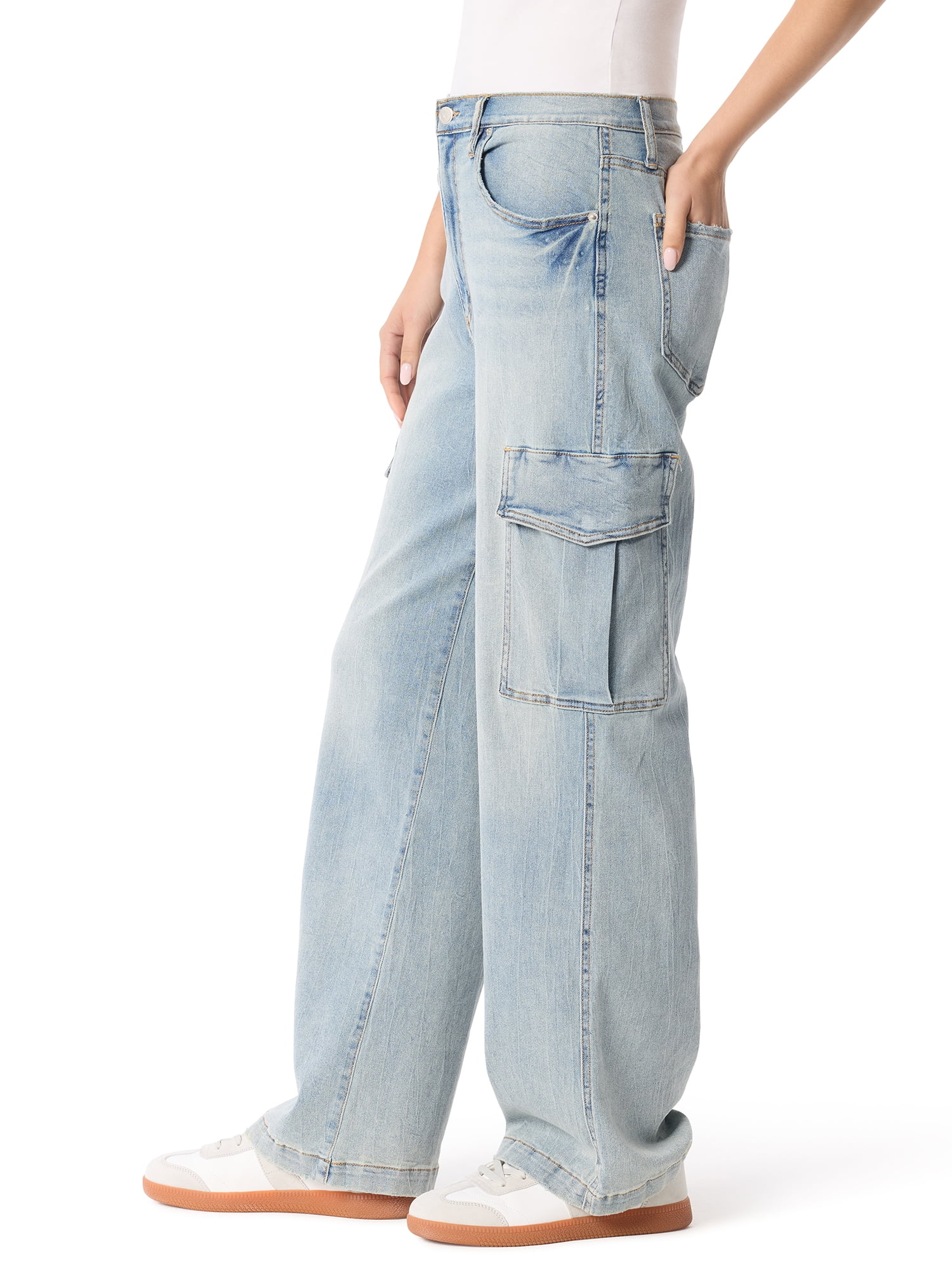 Jessica Simpson Women's Cargo Wide Leg High Rise Jeans, Sizes 2-16