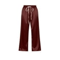 thumbnail image 3 of yillto Women's Capris Pant Satin Silky Straight Leg Trousers Casual Business Summer Cropped Pants, 3 of 7