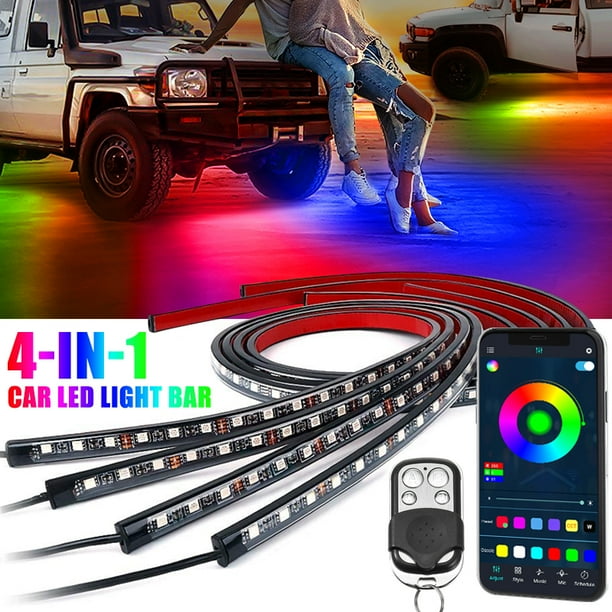 4Pcs Car LED Neon Undercar Glow Light Underglow Atmosphere Decorative