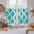 thumbnail image 2 of Teal Wave Tier Curtains, Modern Abstract Art Farmhouse Light Filtering Kitchen Curtains, 2Pcs Rod Pocket Half Window Treatments Panels for Sink Cafe Cabinet Basement 27.5x45 Inches, 2 of 9
