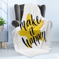 thumbnail image 4 of Wording Soft Flannel Fleece Throw Blanket, Instructive Motto Yellow Toned Star Background Brush Style Letter Grunge, Cozy Plush for Indoor and Outdoor Use, 60" x 80", Yellow Black, by Ambesonne, 4 of 5