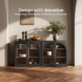 thumbnail image 3 of BELLEZE Set of 2 Modular Sideboard with Arched Glass Door, Accent Display Buffet Cabinet with Storage and Adjustable Shelves,Classic Modern Credenza for Dining Room Living Room Entryway  (Ebony), 3 of 7