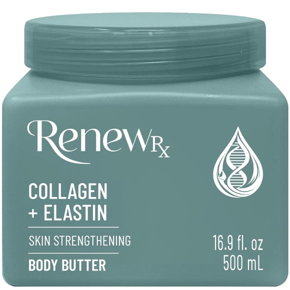 RENEW RX Colágeno + Elastina Mantequilla Corporal Fortalecedora de la Piel para Piel Seca - Cuidado Hidratante y Reafirmante de la Piel Cuidado de la Piel Vegano 16 oz