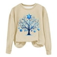 thumbnail image 2 of Fznquz Fall Winter Womens Work Tops Hanukkah Crewneck Beige Sweatshirts Casual Long Sleeve Trendy Women's Fashion, 2 of 4
