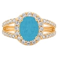 thumbnail image 7 of Halo Engagement Ring for Women - 2.6ct Simulated Turquoise in 14K Yellow Gold Promise Ring, 7 of 7