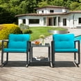 thumbnail image 4 of Gymax 3PCS Rattan Rocking Chair Table Set Patio Furniture Set w/ Blue Cushions, 4 of 10