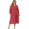 thumbnail image 3 of DARING DIVA Plus Size Elbow Sleeve Sweetheart Midi Ruffle Dress 2X Red, 3 of 6