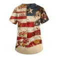 thumbnail image 4 of 4th of July Scrub Tops Women Casual Short Sleeve USA Flag Print Scrub Shirts V Neck Independence Day Celebration Party Scrubs Medical Nurse Workwear Nursing Uniform with Pockets Khaki 4XL, 4 of 4