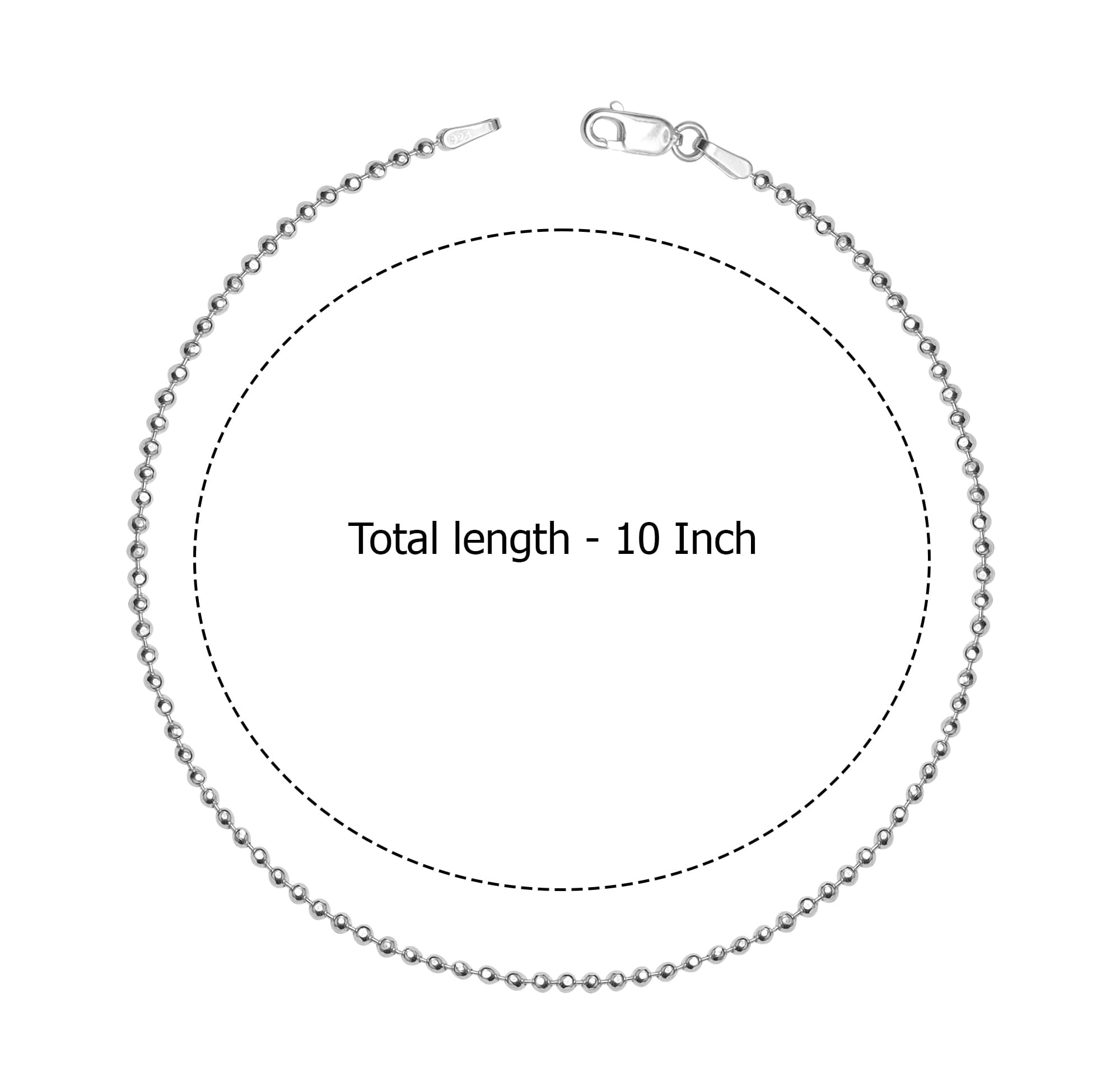 LeCalla 925 Sterling Silver Basic Ball Chain Link Anklets Summer Jewelry for Women and Teen 10" Inch
