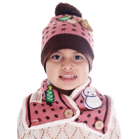 Rose Beanie Hat - Baby Toddler Kids Winter Warm Soft Christmas Beanie Hat Cap Scarf Set