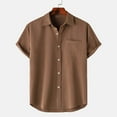 thumbnail image 2 of Dagugfen Shirts for Men Button down Short Sleeve Loose Solid Color Comfy Business Casual Work Tops Pocket, 2 of 9