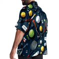 thumbnail image 3 of Tennis Men's Short Sleeve Poplin Shirt, Casual Printed Button Down Top for Summer Beach, Spread Collar Unisex Beach Shirt, 3 of 6