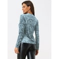 thumbnail image 3 of DARING DIVA Women's Velvet Round Neck Long Sleeve Casual Tops XL Light Blue, 3 of 6