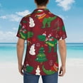 thumbnail image 6 of Daiia Dinosaur Christmas Happy New Year Hawaiian Shirt for Men Gentle Cotton Regular Short Sleeve Casual-Large, 6 of 9