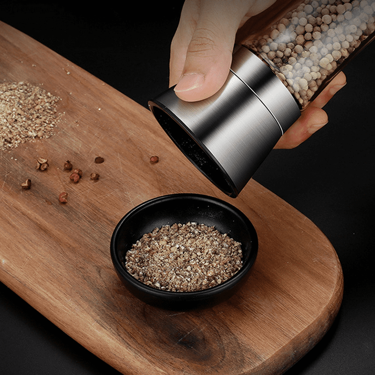 Ezprogear 3 Set Tall Salt and Pepper Grinder with Adjustable Coarseness and  Stand - Salt or Pepper Mill Shaker Set with 2 Extra Shaker Lid