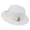 White 01, variant on Women Wide Brim Straw Boater Hat UPF Sun Protection Foldable Beach Fedora with Rhinestone Buckle Ribbon
