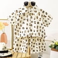 thumbnail image 2 of Baby Toddler Boy Outfits 2T 3T 4T 5T Clothes Summer Kids Pattern Short Sleeve Button Down Shirt & Shorts Set 11-12 Years, 2 of 7