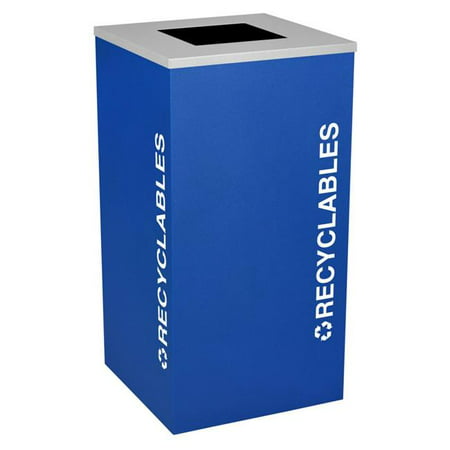

Ex-Cell Kaiser RC-KDSQ-R RYX 24 Gallon Square Recycling Receptacle with Recyclables Decal Royal Texture
