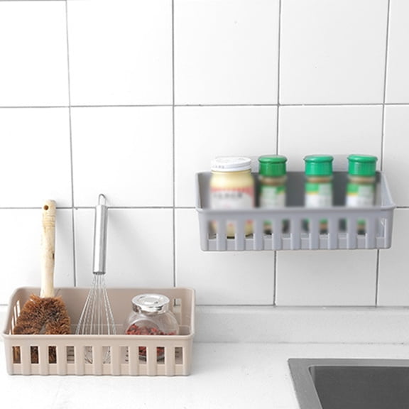 CATIEBYE Grey Traceless Bathroom Storage Rack, High-Grade PP Plastic Shower Shelf for Easy and Neat Organization