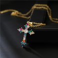 thumbnail image 3 of Joyas para mujer, collar con colgante de cruz de circonita colorida, circunferencia de 17.1 pulgadas, el mejor regalo para su familia Feliz Sencillez, 3 of 3