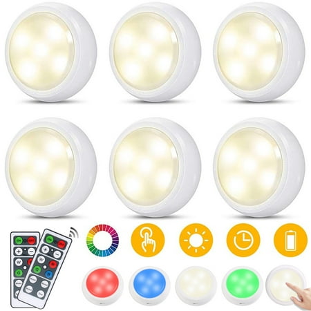

DYstyle RGBW 16 Colors LED Puck Lights LED Closet Lights Wireless Under Cabinet Lighting USB or Battery Powered Remote Controls Dimmer & Timing Function