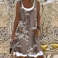 thumbnail image 2 of SMihono Clearance Fake Two-Piece Denim Dress Butterfly Print Bust Pocket Crew Neck Womens Plus Mid Length Loose Casual Sleeveless Female Outwear Brown 14, 2 of 5