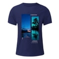 thumbnail image 4 of Men's Short Sleeve Printed Tee Palm Tree Vintage Casual Shirt Hawaiian Summer Beach T Shirts Navy,S, 4 of 5