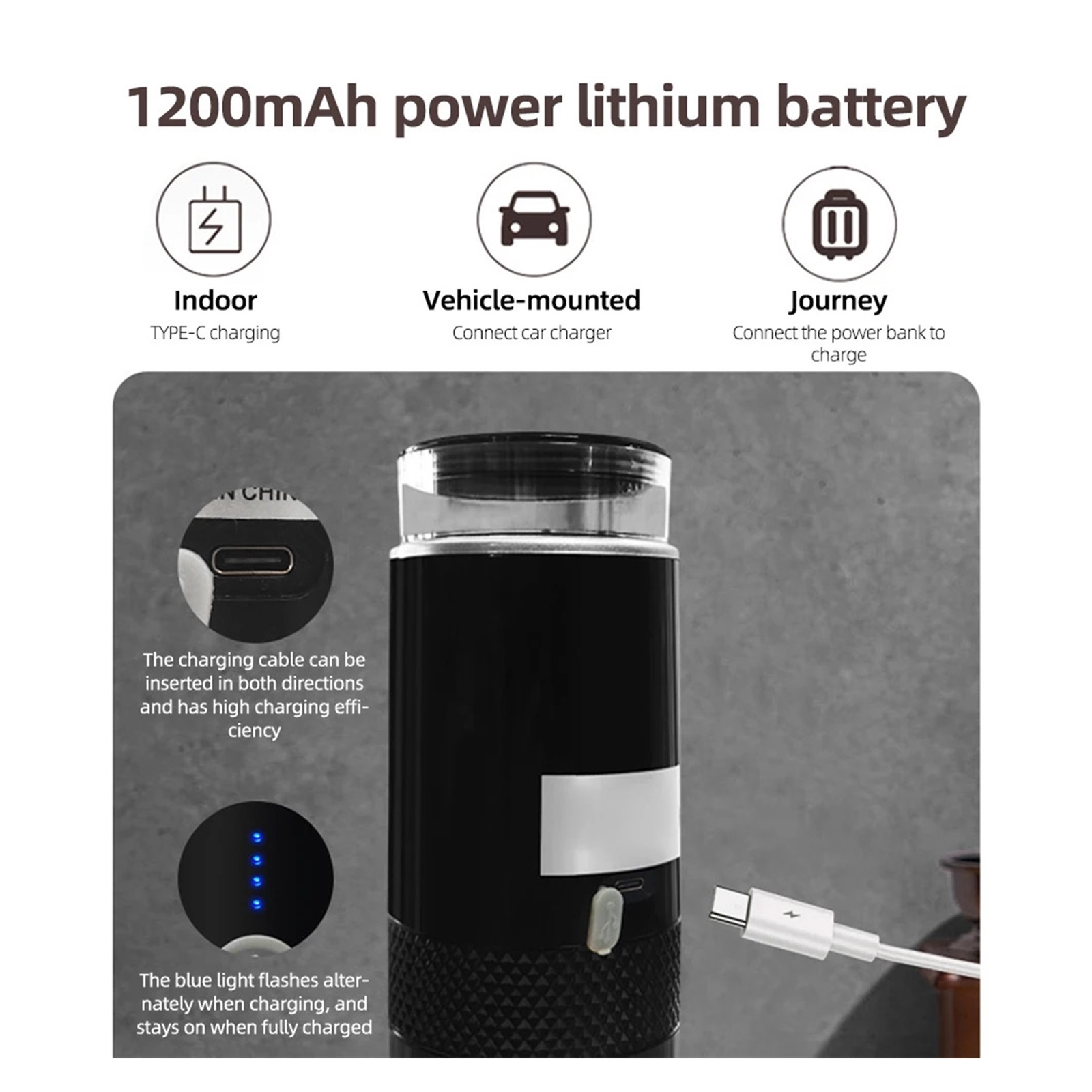 Portable Electric Espresso Coffee Maker Machines, Single Serve With Cup Coffee Powder And Capsule Bin Rechargeable Automatic ,Portable