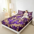 thumbnail image 4 of Erosebridal Boho Damask Queen Sheet Sets,Baroque Floral Style Queen Sheet Sets,Gold Purple Gothic Theme Bed Sheets Set Queen Size For Teens,Ultra Soft Room Decoration，4pcs, 4 of 8