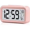 thumbnail image 1 of Reloj despertador, pequeño reloj despertador digital, pantalla LCD 5.1 con calendario de fecha y repetición, pantalla de alarma de temperatura, cabecera fácil de instalar (rosa) 168 g, 1 of 5