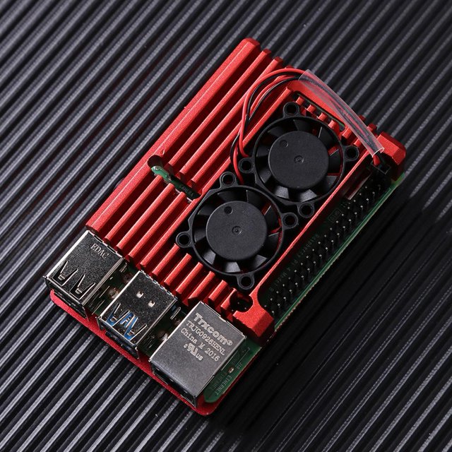 Recinto de aluminio Carcasa con ventilador de refrigeración + herramientas para ordenador de sobremesa Raspberry Pi 4 Modelo B Barbie Nuevos Originales