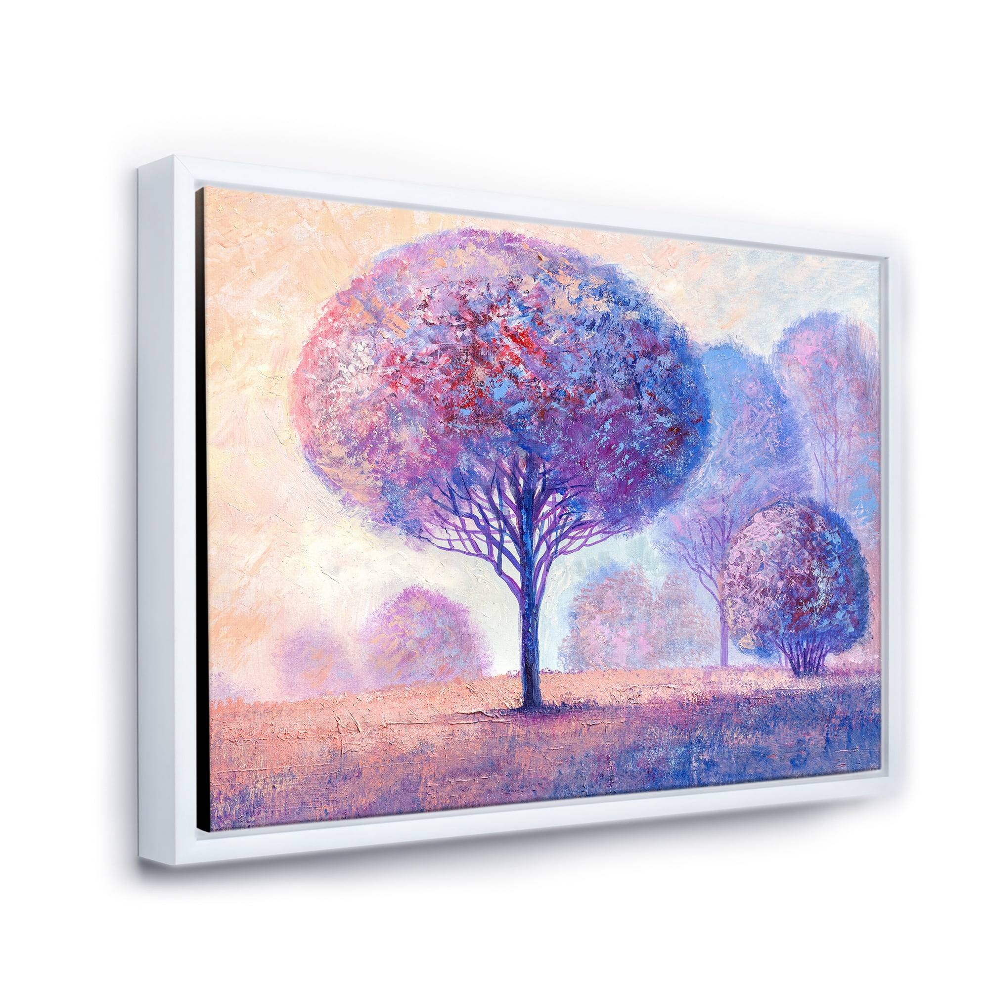 Designart 'Colourful Trees Abtract Impression II' Traditional Framed Canvas Wall Art Print