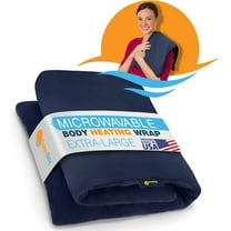 SunnyBay Extra Large Microwave Heating Pad 10x24 Inches - Moist Heating Pad for Pain Relief - Wheat Filling and Washable Fleece Cover, Blue