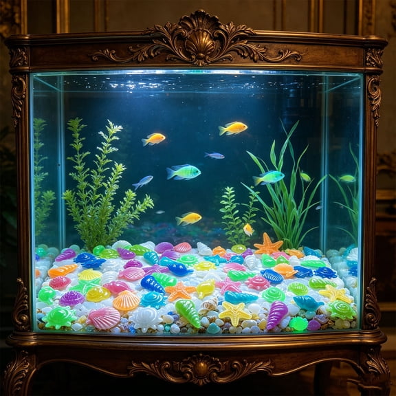 Glow In The Dark Aquarium Sand Gravel, Fluorescent Stones For Fish Tank Landscaping Vase Border Decoration Luminous Rocks Underwater Aquascape Accessories DIY Night Scene Decor