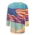thumbnail image 4 of GERsome American Flag Tops for Women 4th of July Patriotic T-Shirt USA Flag Stars Stripes Graphic 3/4 Sleeve Crewneck Shirts Loose Fit Summer Tee S-5XL, 4 of 5
