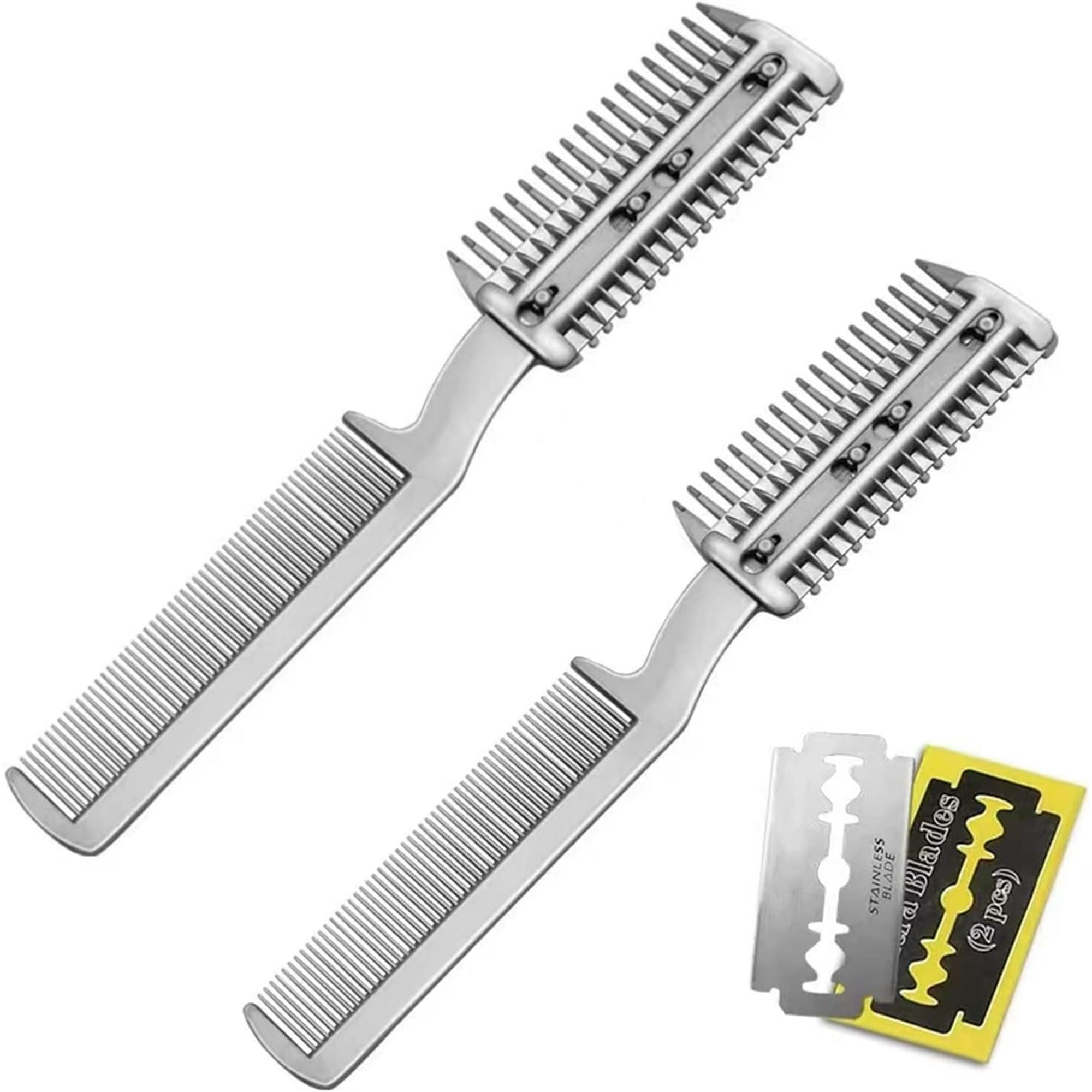 2Pcs Razor Comb for Dogs Pet Hair Shaper Razor Comb Hair Cutter Comb with Blades Razor Comb Double Sides Removal Comb Dual Side Cutting Scissors Walmart