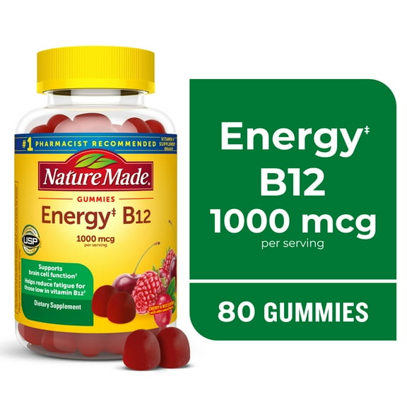 Nature Made Energy B12 Gummies, Dietary Supplement for Energy Metabolism Support, 80 Ct