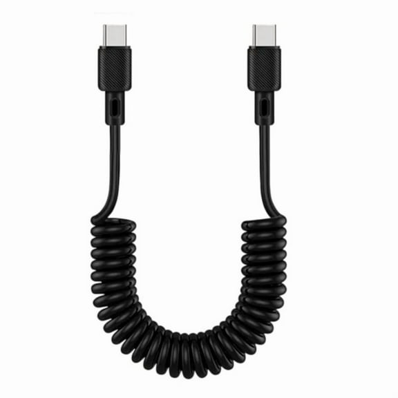 Coiled USB C to USB C Cable Fast Charging Retractable Charger for iPhone 15 Pro Max Samsung Galaxy S25 and More Devices