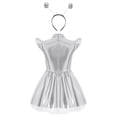 thumbnail image 4 of iiniim Girls Space Alien Dress Cap Sleeve Metallic Holographic A Line Tutu Dress Set Outer Space Outfits Silver 14, 4 of 7