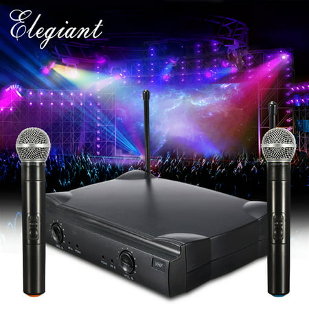 Wireless Microphone,ELEGIANT VHF Dual Channel Microphone System with 2 Handheld Cordless Microphone and Adjustable Volume Control for Karaoke Home KTV Conference