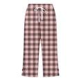 thumbnail image 5 of Kezqiaxn Cropped Pants for Women Summer Drawstring Checkered Elastic Waist Comfy Casual Capris with Pockets Womens Capris, 5 of 5